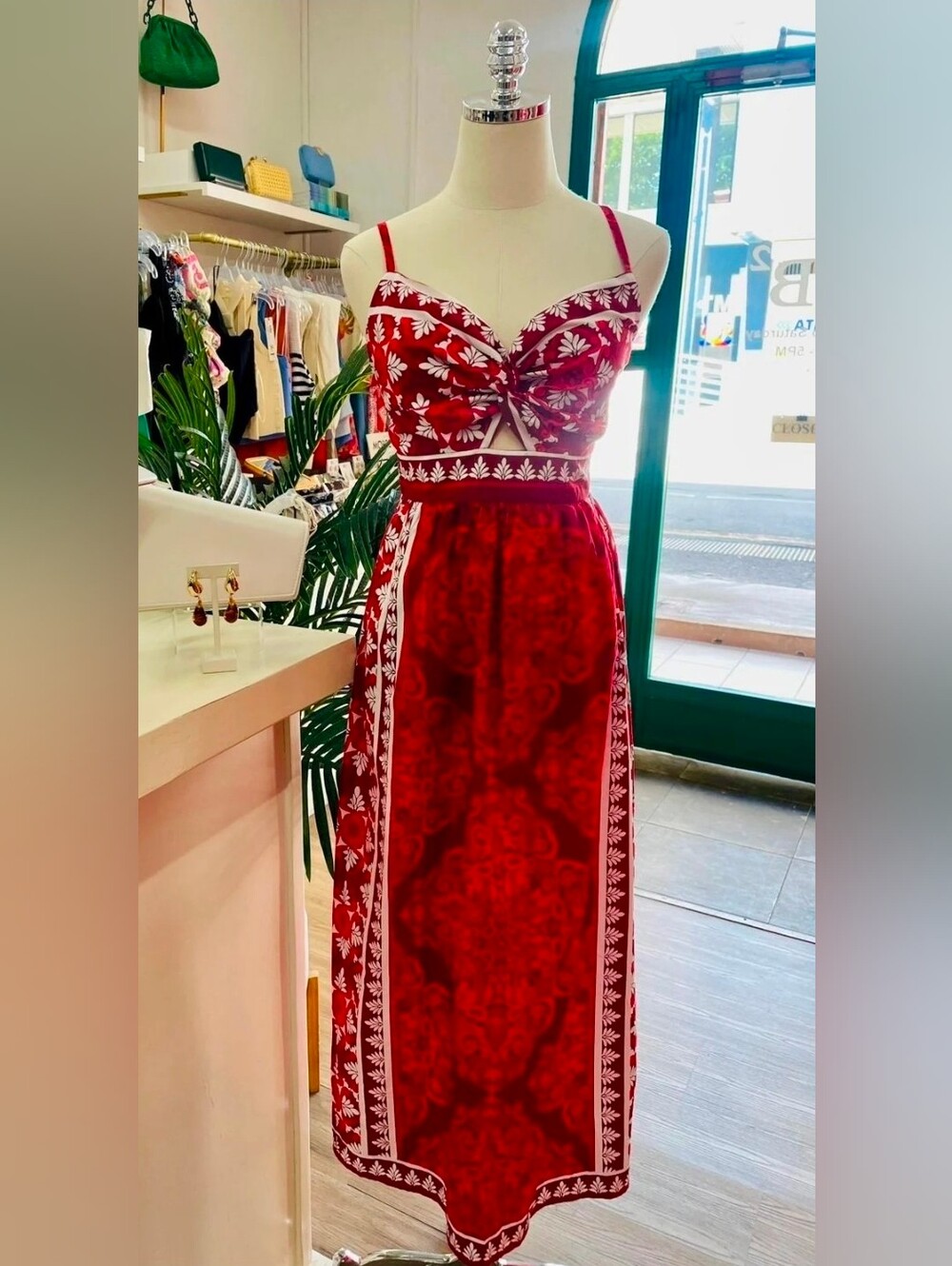 1. State Red and White Floral Maxi Dress